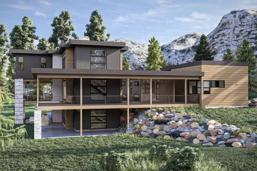 3-Bedroom Two-Story Mid-Century Modern Home with Wraparound Porch, Loft ...