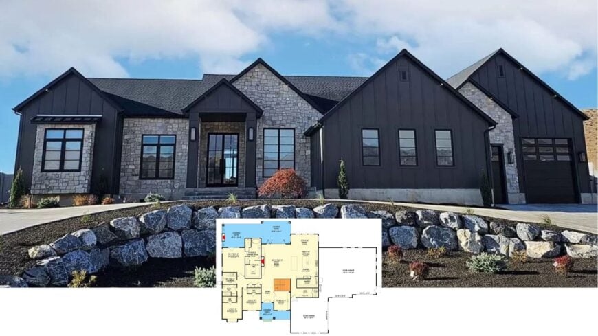 Discover the Contemporary Farmhouse with Stone Sophistication and Spacious Layout