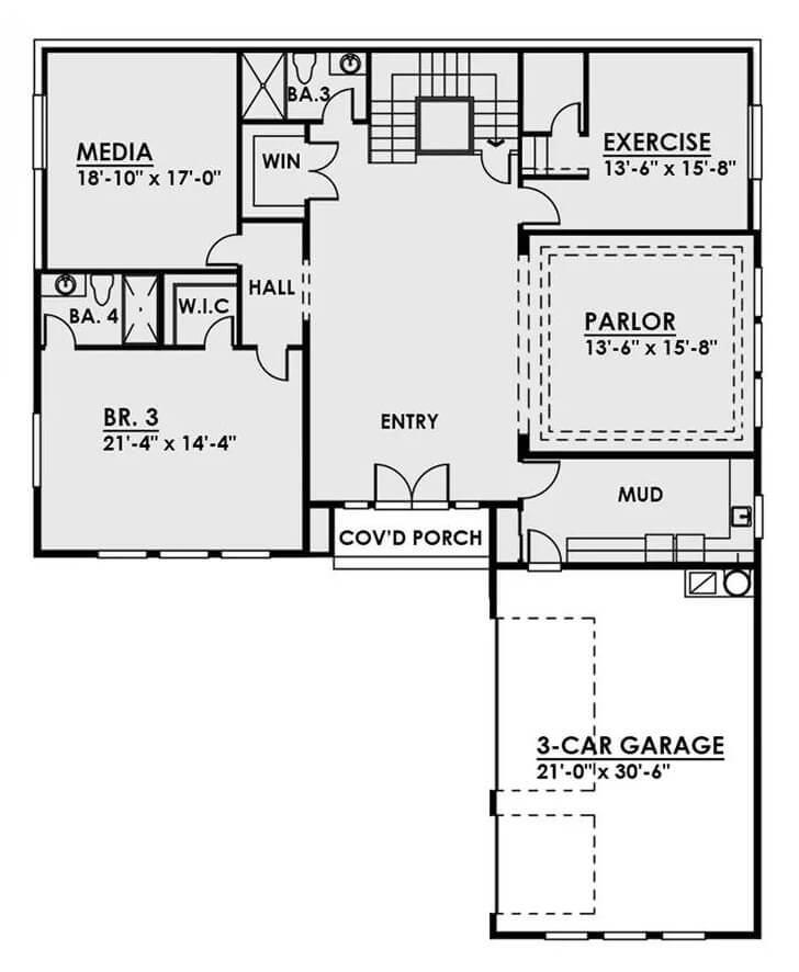 Inverted 3Bedroom Contemporary Style TwoStory Home for a Corner Lot