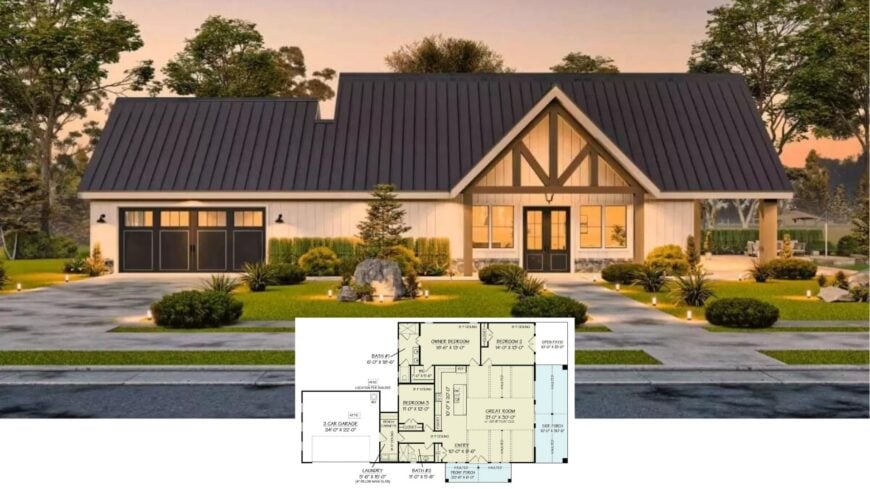Tour This Stunning Craftsman Home with Bold Black Metal Roof and Striking Symmetry