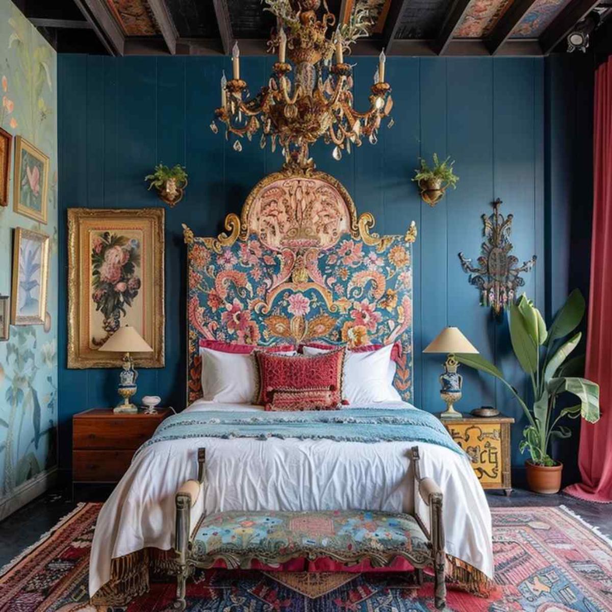 bedroom boho rococo