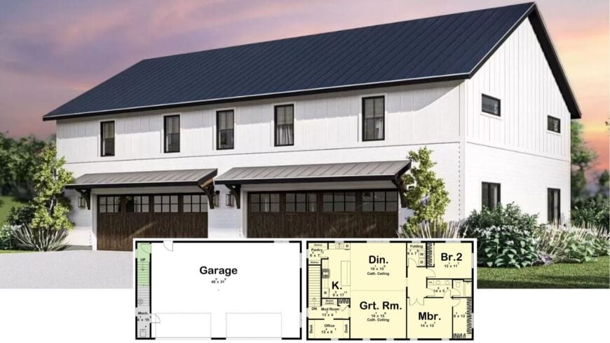 Step Into This Stunning Contemporary Farmhouse with Triple-Car Garage