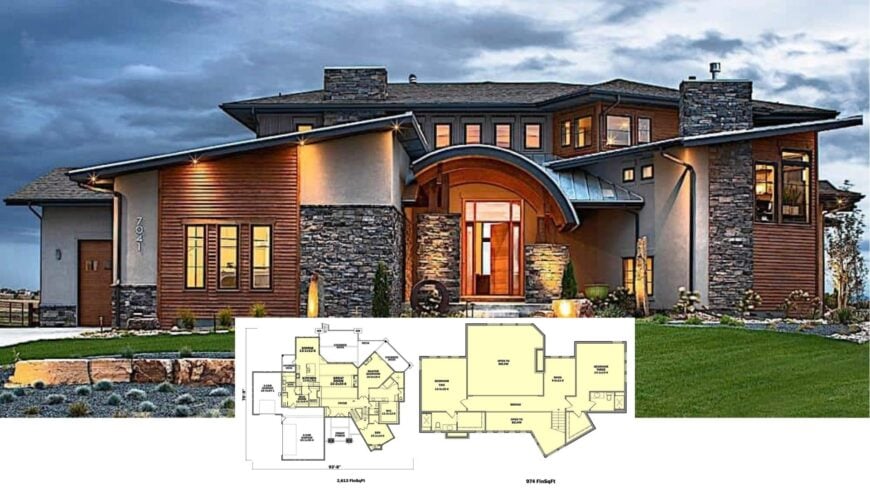 Discover the Contemporary Craftsman Home with Mesmerizing Stone Accents and Unique Curved Rooflines