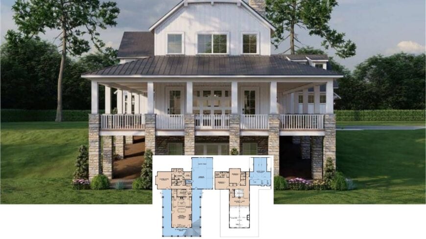 Step Inside This Inviting Contemporary Farmhouse with a Timeless Wraparound Porch