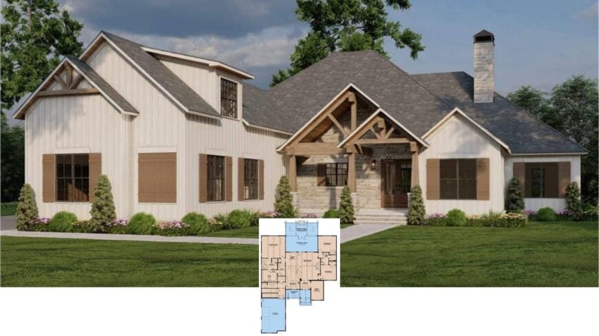 Step Inside This Timeless Craftsman Home with Rustic Stone Accents and a Gabled Porch