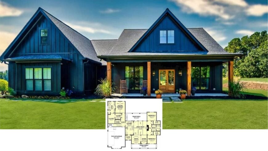 Discover This Bold and Beautiful: A Contemporary Farmhouse With Striking Dark Facade