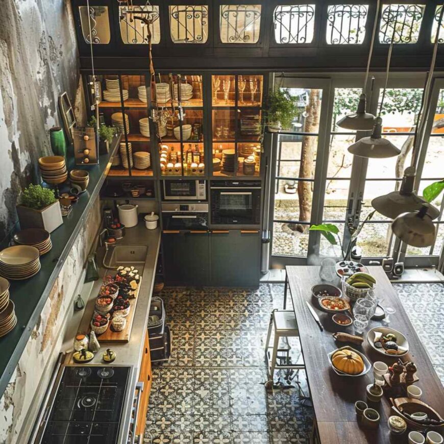 28 Industrial Kitchens Elevate the Everyday with Glass-Front Cabinetry ...