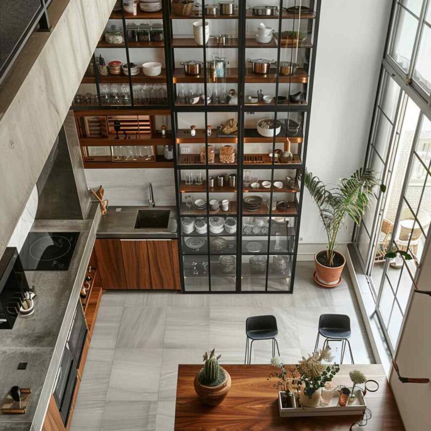 28 Industrial Kitchens Elevate the Everyday with Glass-Front Cabinetry ...