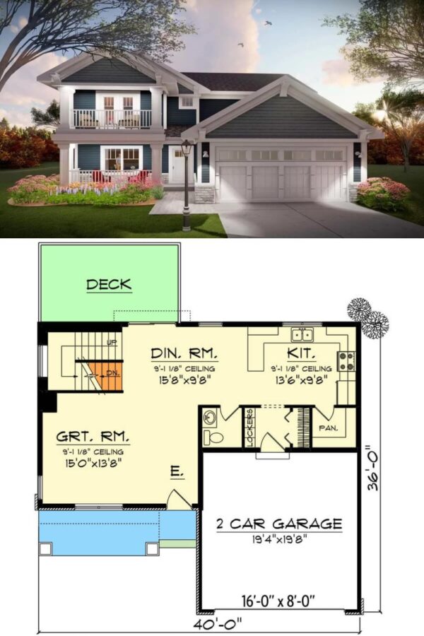 Two-Story Modern 3-Bedroom Craftsman with Jack & Jill Bath and Stacked ...