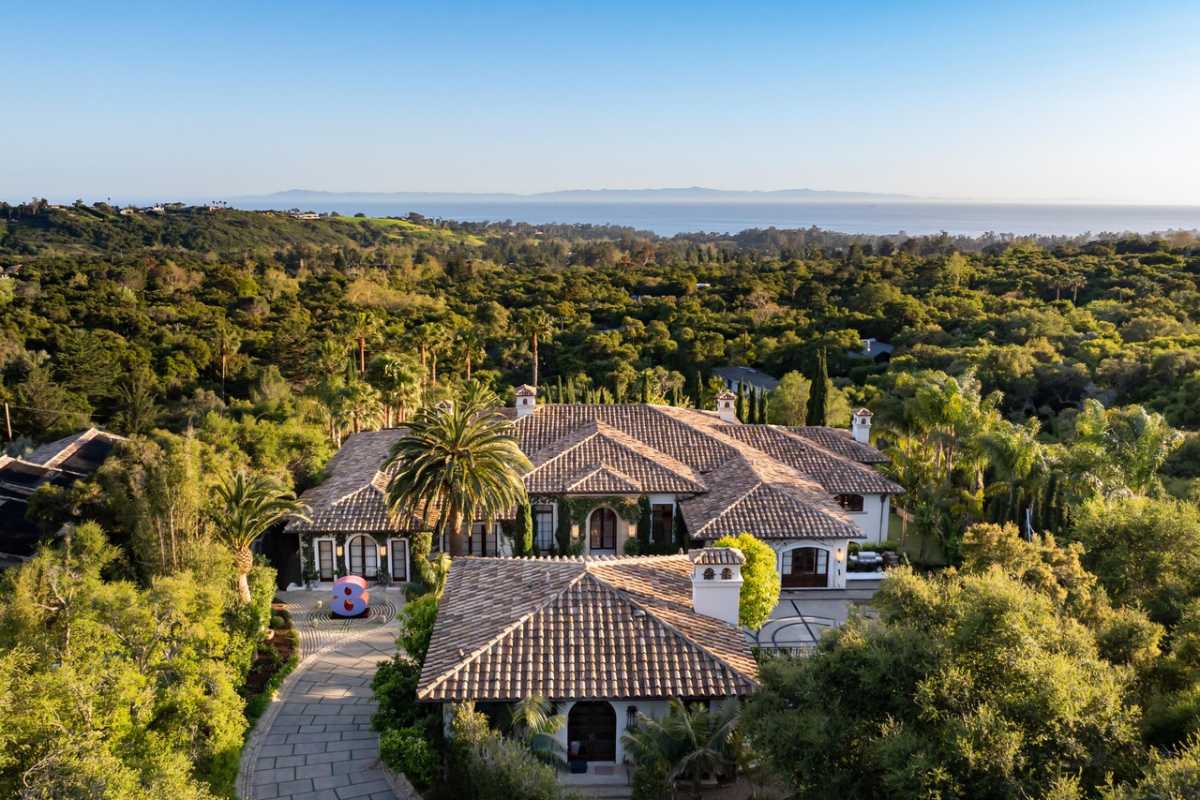 An aerial view of the property