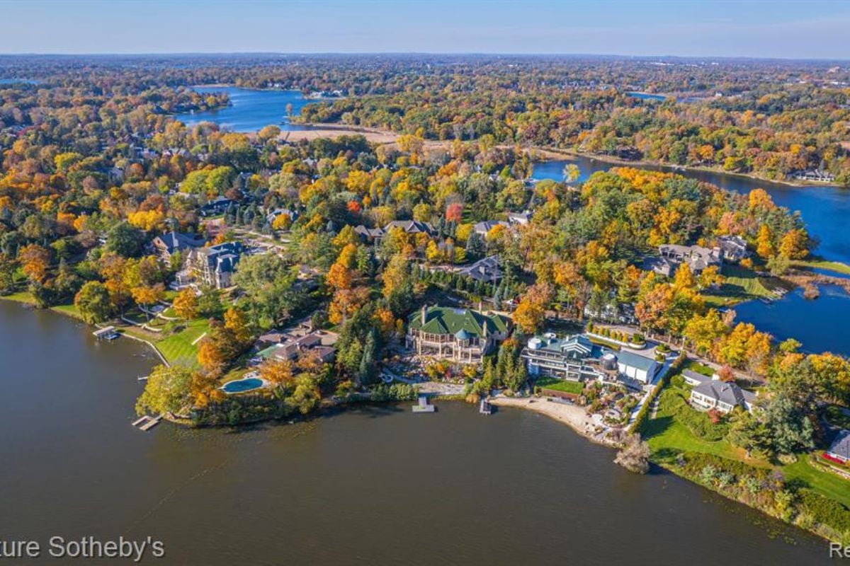 An aerial view of the property