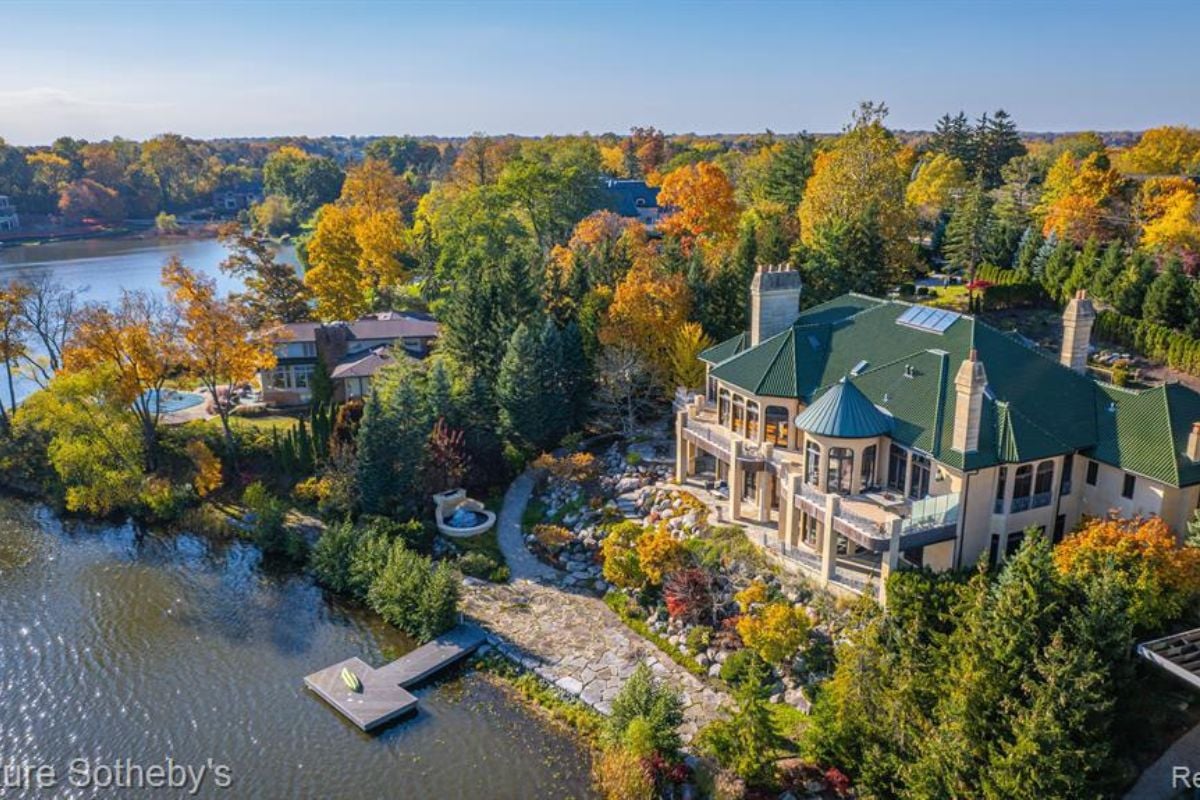 An aerial view of the property