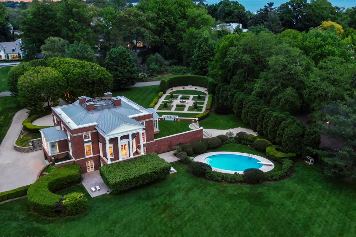 An aerial view of the property