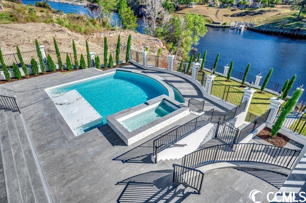 A view of the pool from the balcony.