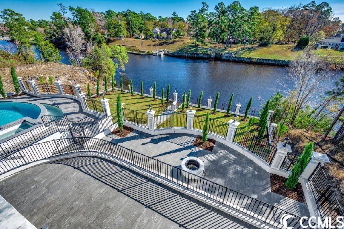 Balcony overlooking the waterway.