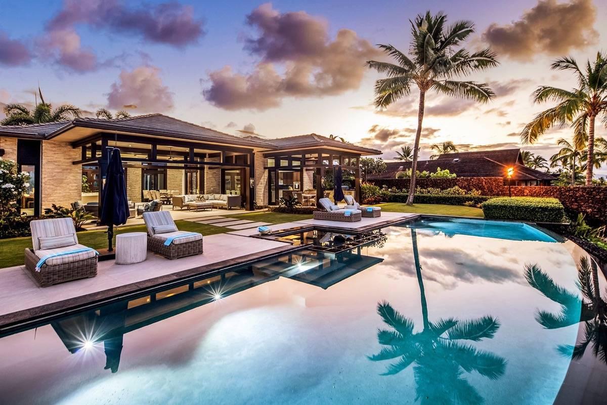 Backyard with a swimming pool.