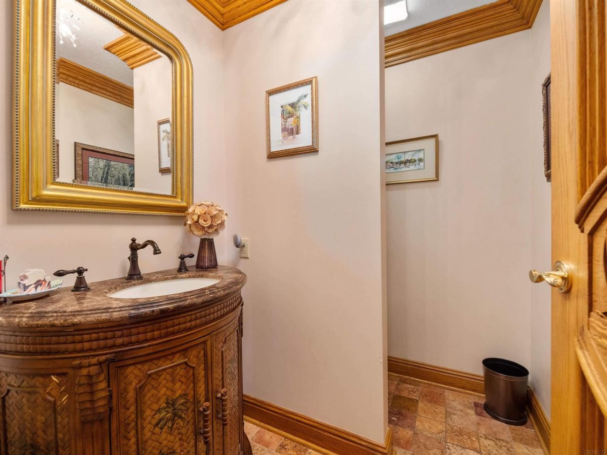 Bathroom with a sink and a mirror.