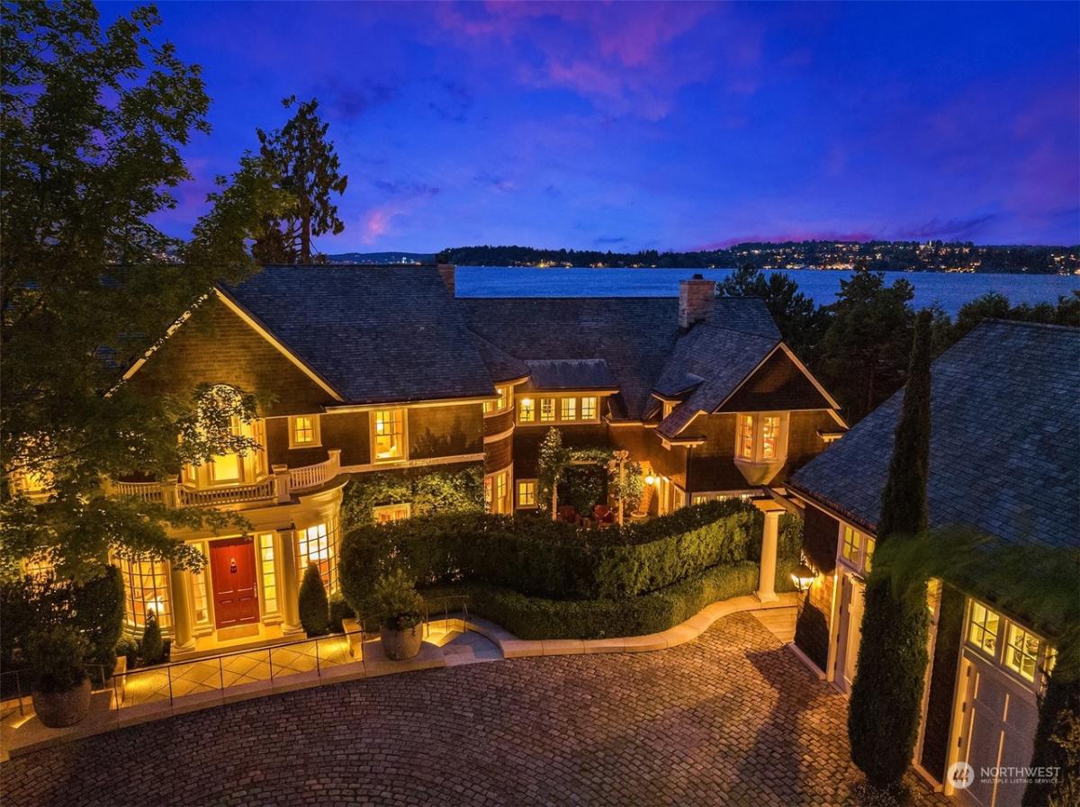 Aerial front view of the house.