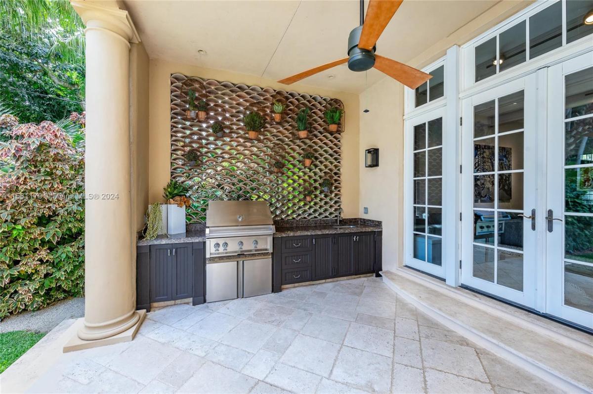 Grill area with a sink.