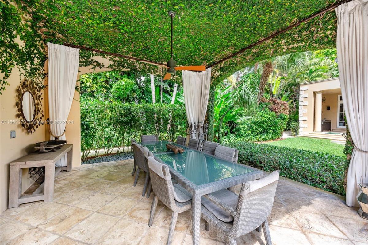 Patio with a table and chairs.