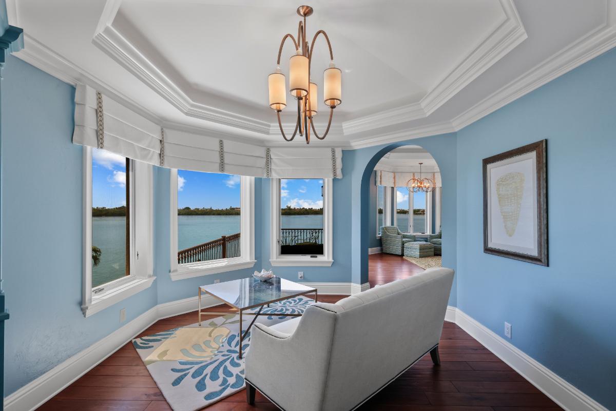 Sitting area overlooking the water.