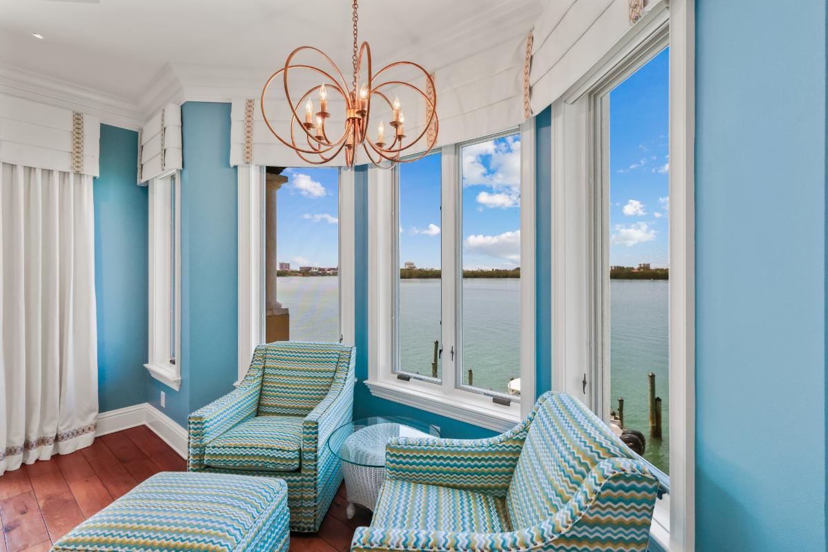 Sitting area overlooking the water.