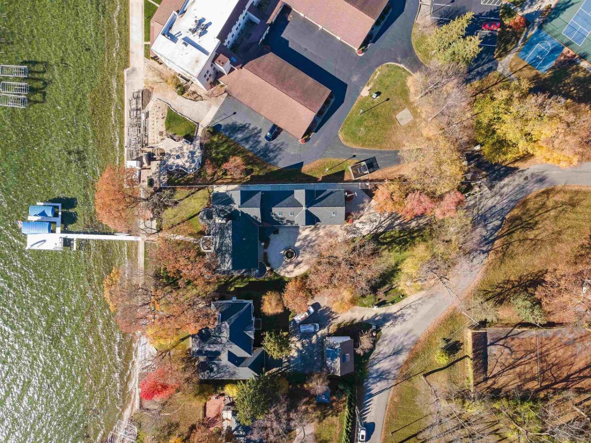 Aerial top view of the mansion.