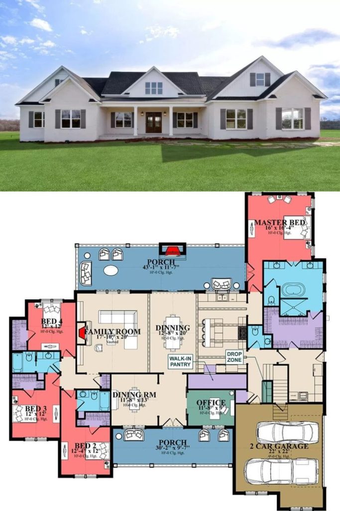 4-Bedroom Single-Story Country Home with Open Living Space and Bonus Room