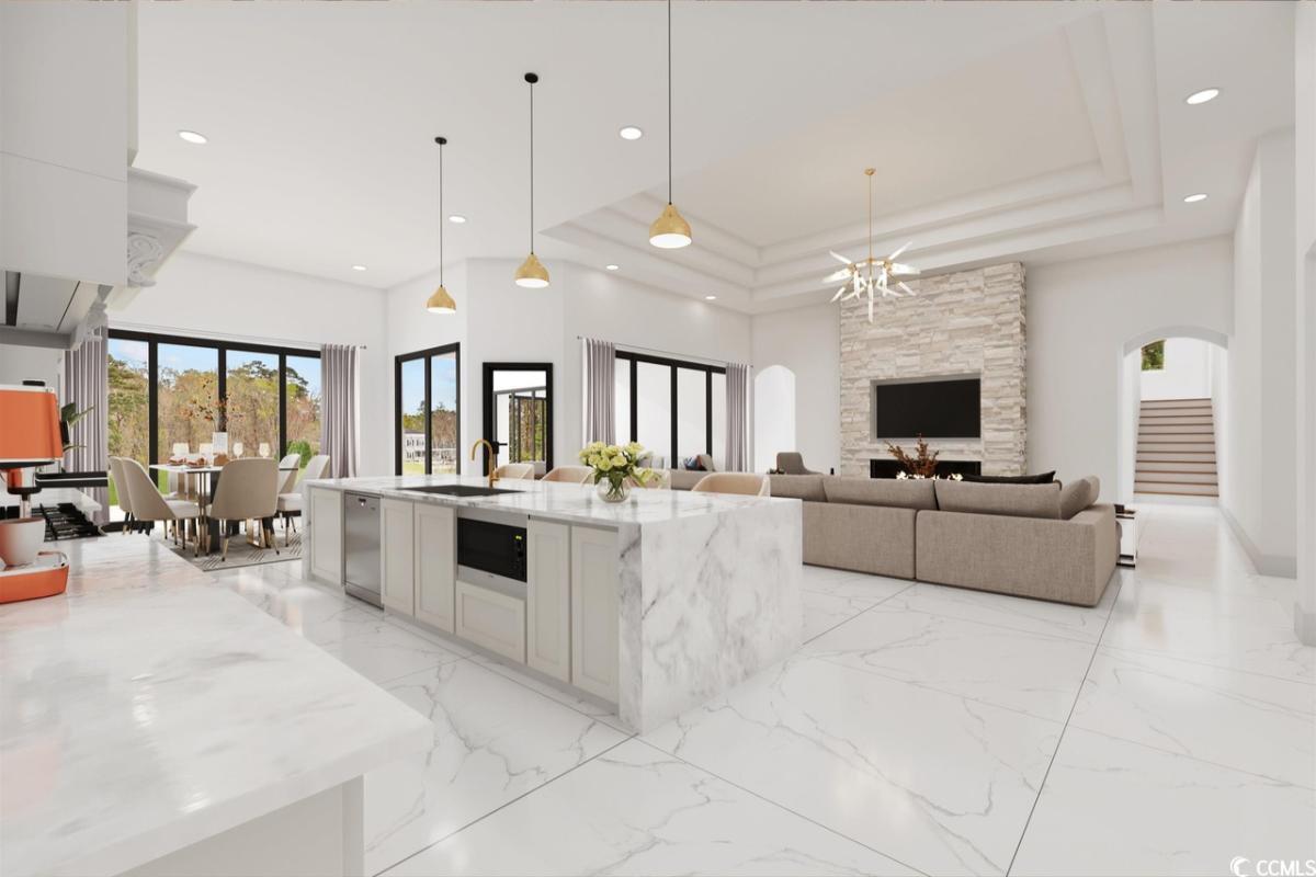 Kitchen with a large island.