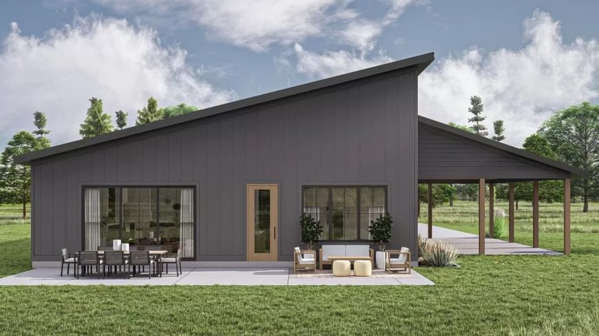 Single-Story Modern 2-Bedroom Barndominium with Open Concept Design ...