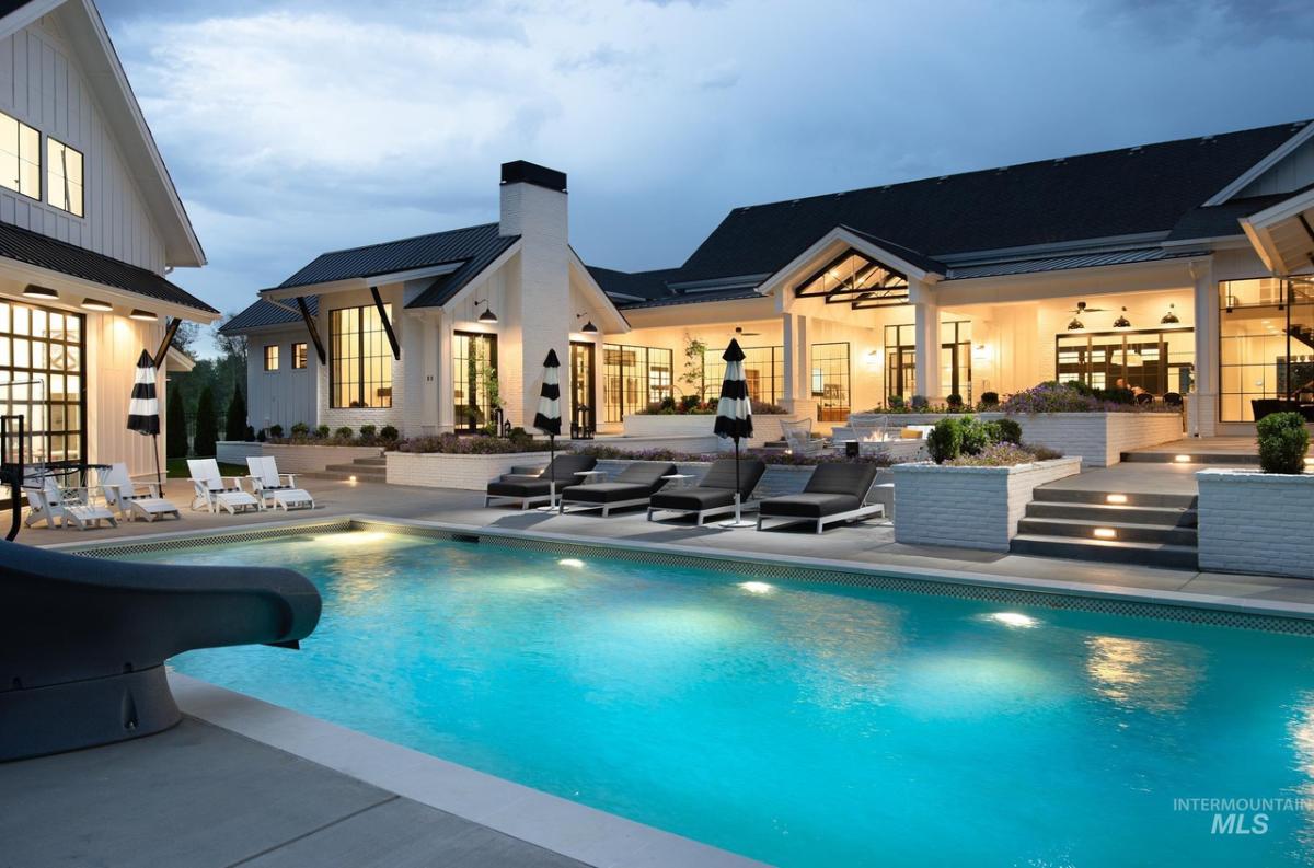 Pool with lounge chairs.
