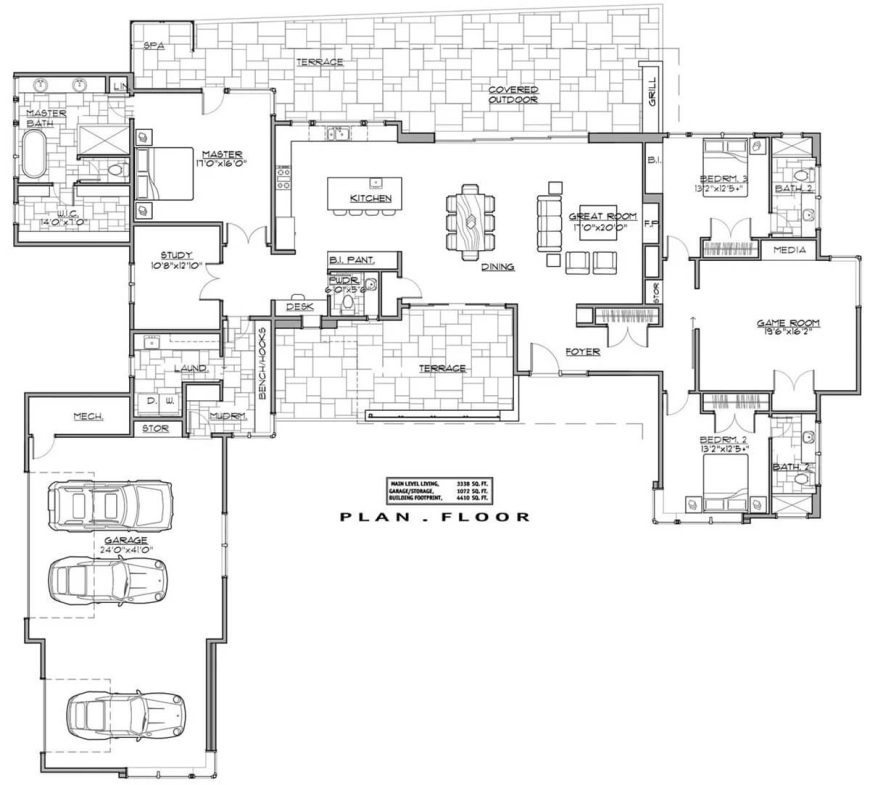 Single-Story Contemporary Style 3-Bedroom Home for a Corner Lot with 3 ...