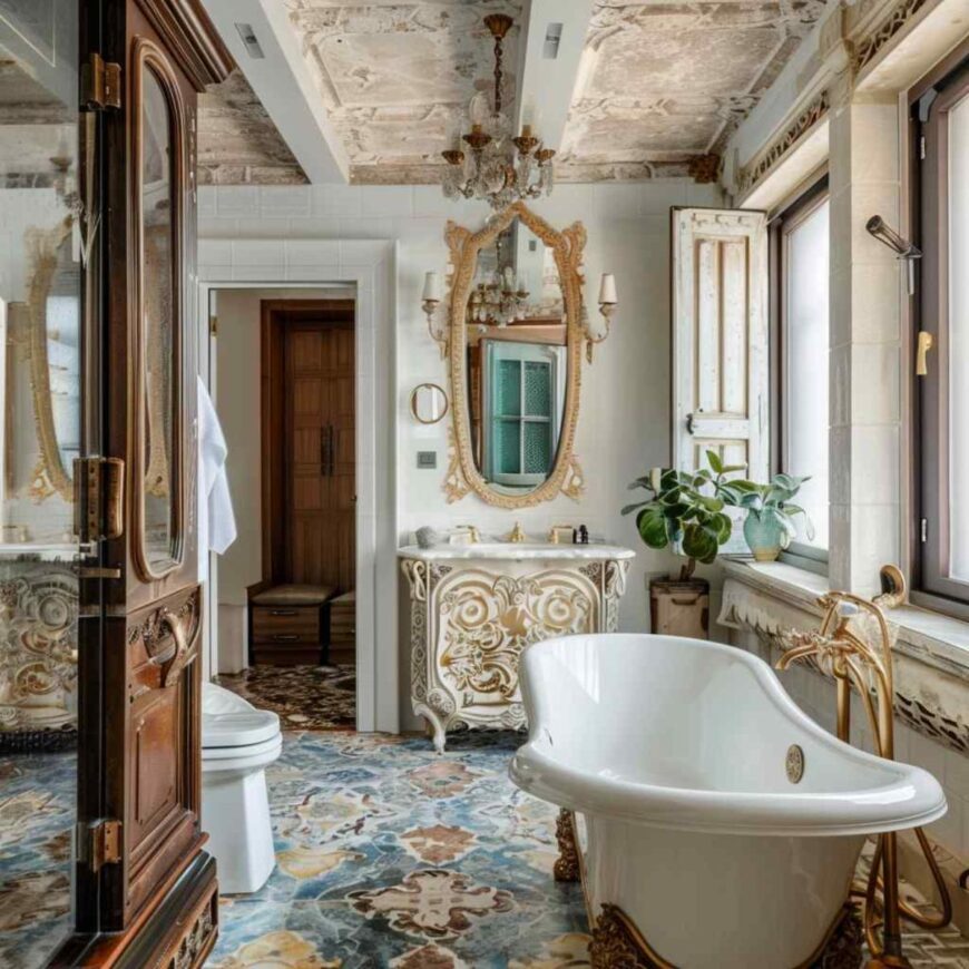 33 Bathrooms Featuring Mashup of Boho and Rococo Styles (Concept ...