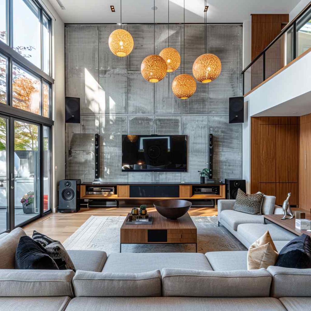 entertainment room midmod indi