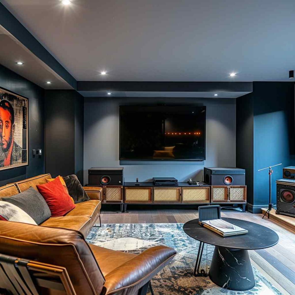 entertainment room midmod indi