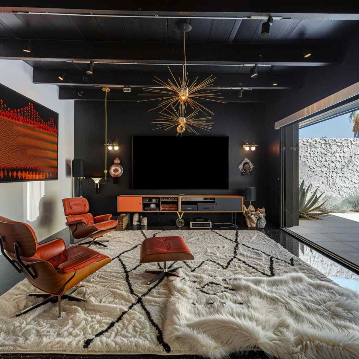 entertainment room midmod indi