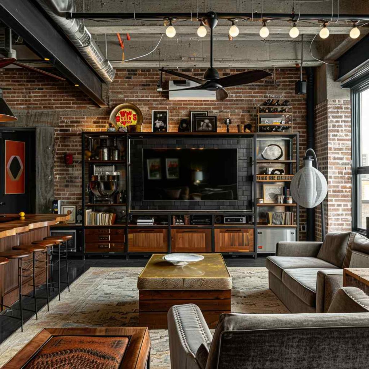 entertainment room midmod indi