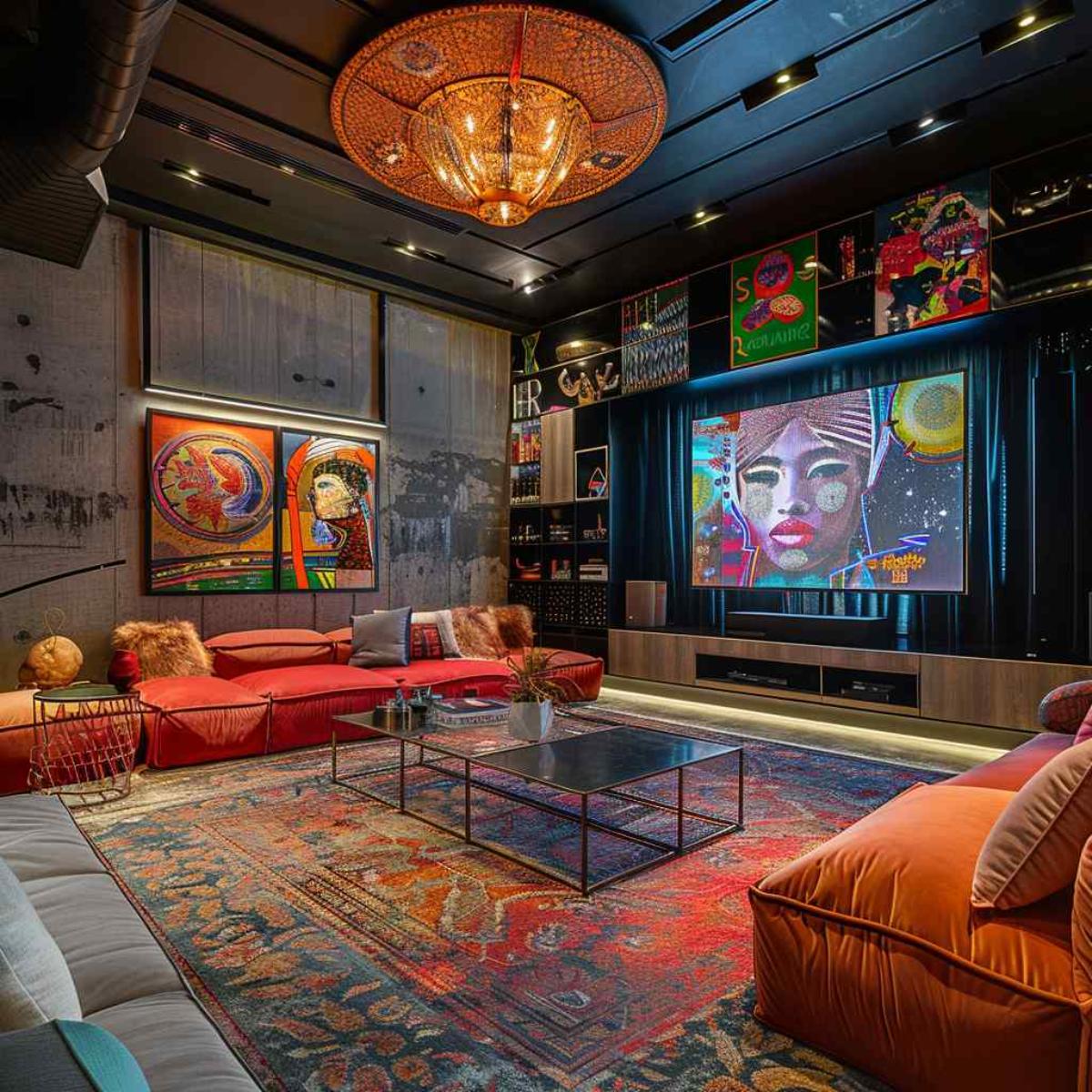 entertainment room midmod indi