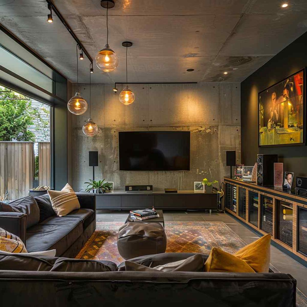 entertainment room midmod indi