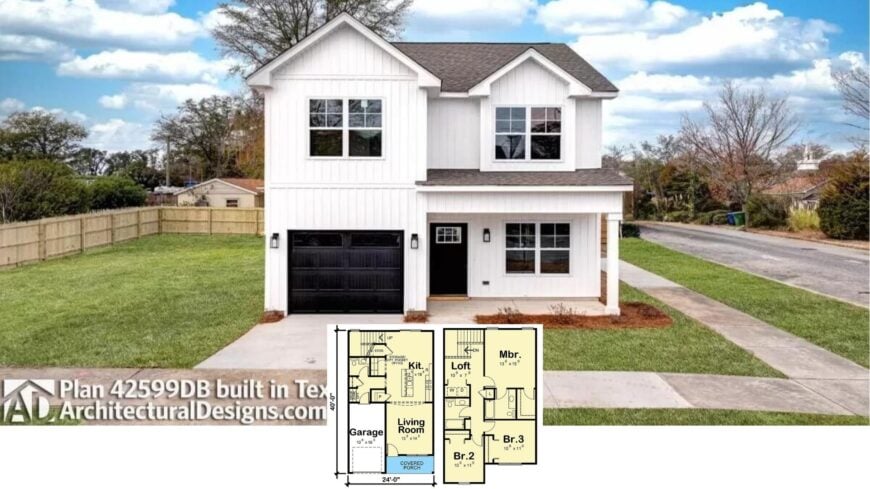 Tour This Striking Two-Story Home with a Bold Black Garage Door