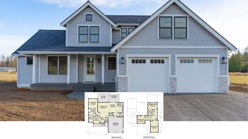 Step Inside This Stunning Contemporary Craftsman Home with a Dual Garage