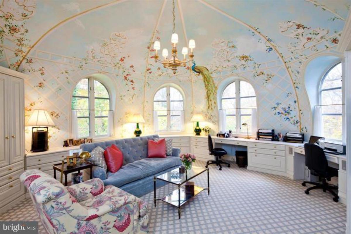 Home office with a living space.