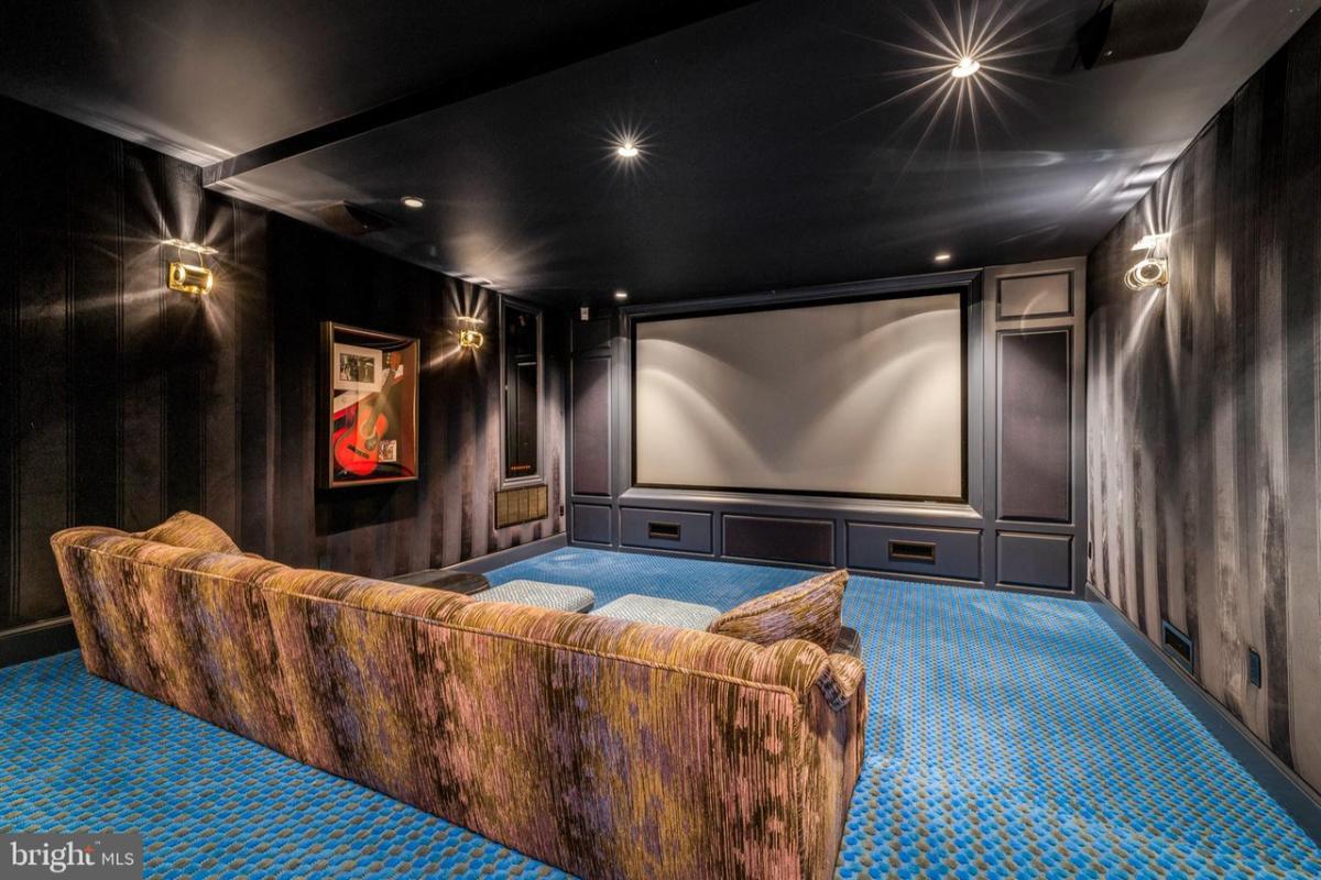 Home theater with custom lighting.