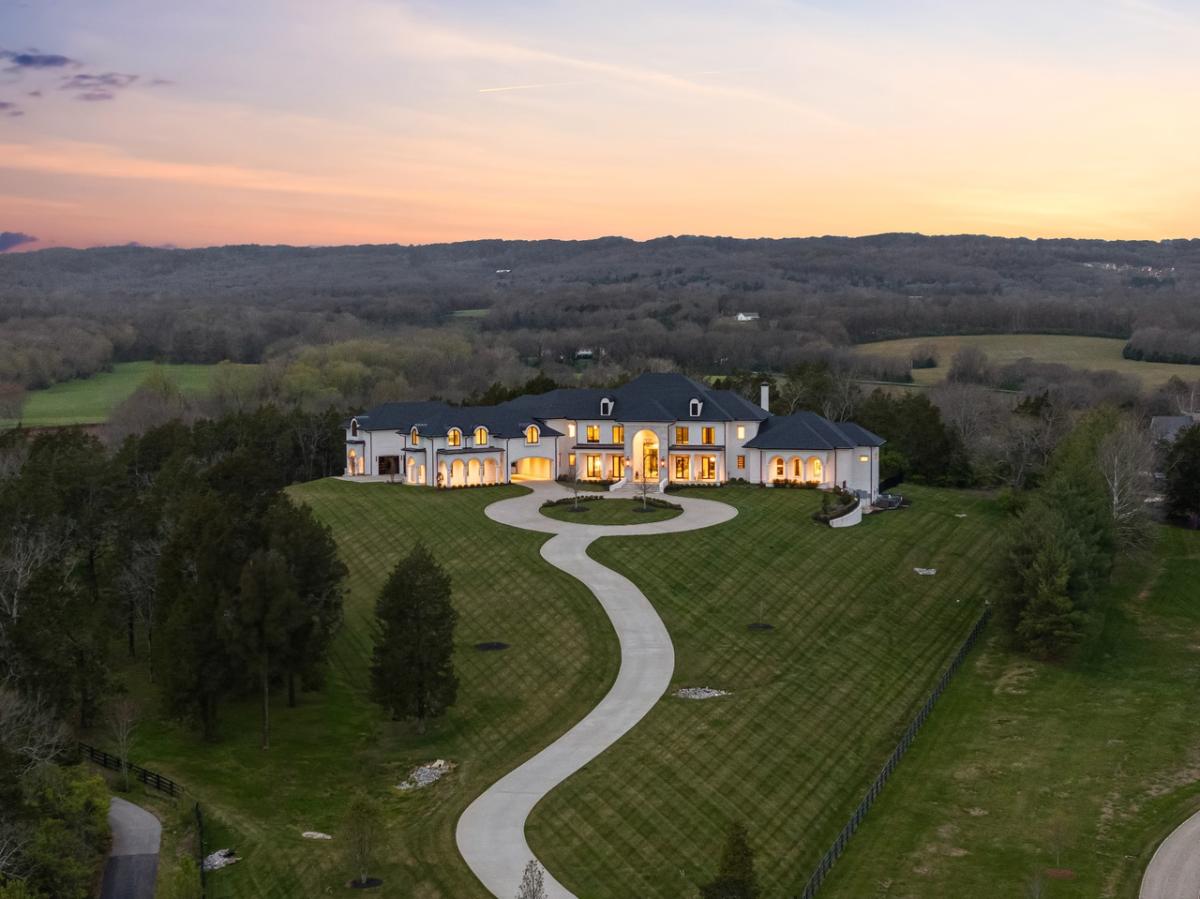 Aerial view of the 19,561 Sq. Ft. Mansion in Franklin, TN.