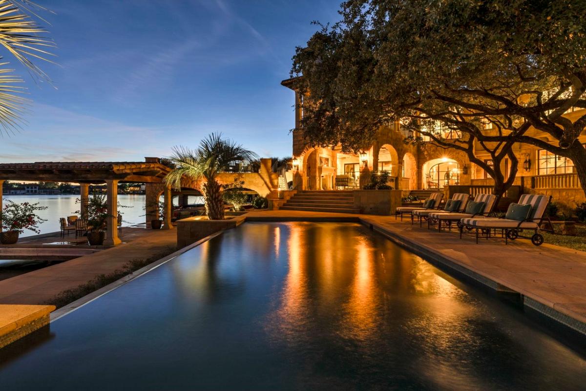 Pool with lounge chairs.