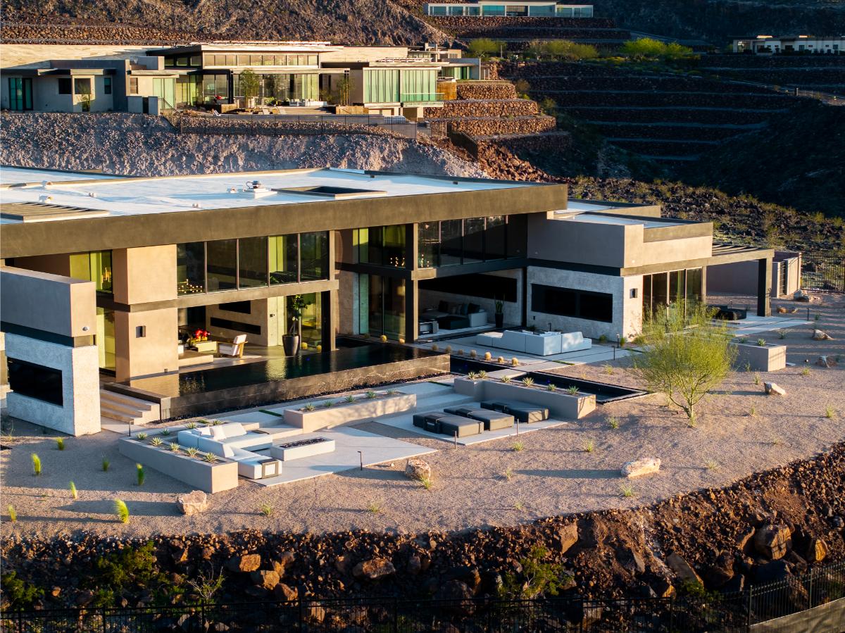 Aerial view of the mansion.