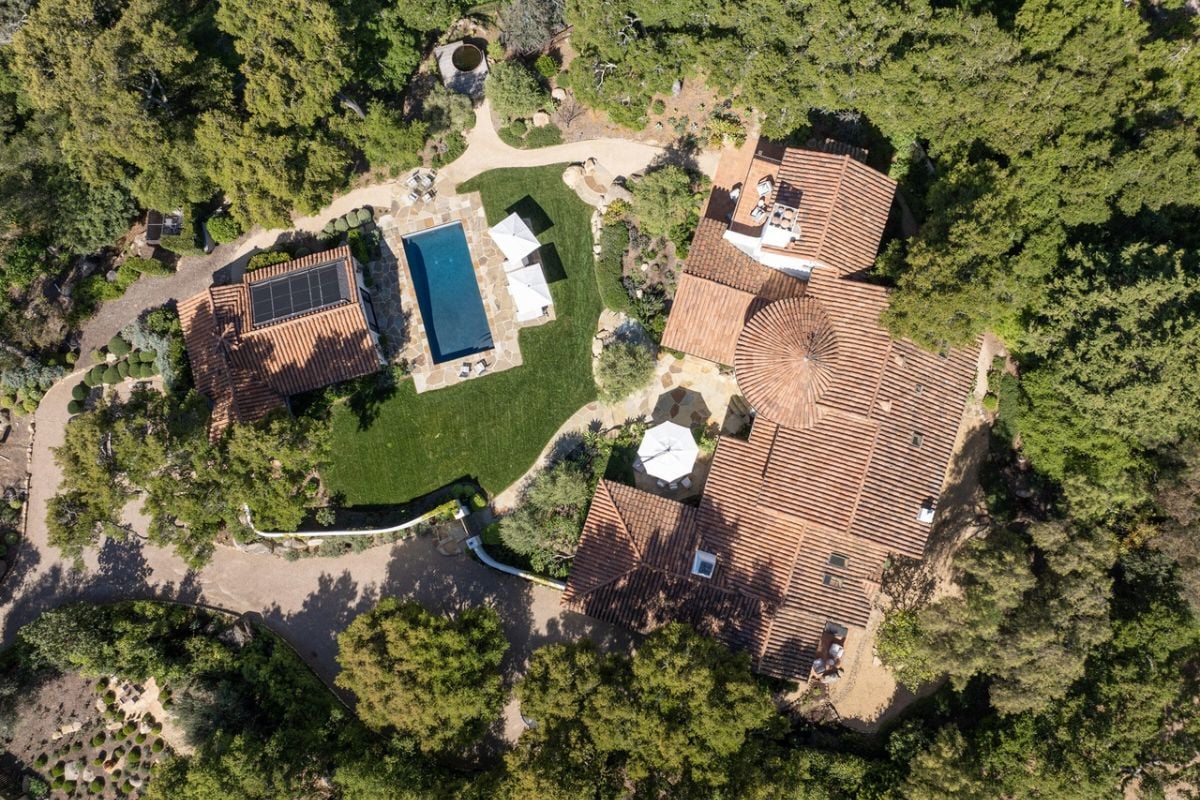 An aerial view of the property