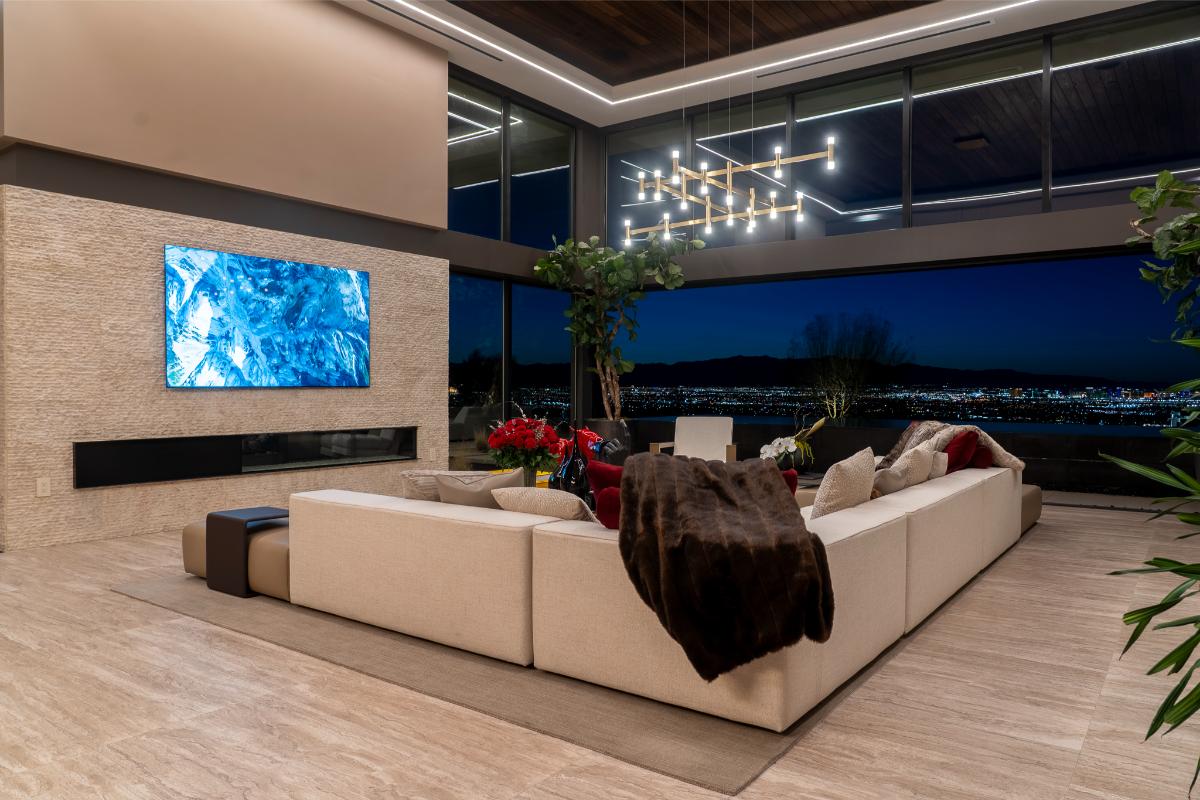 Living room overlooking the city.