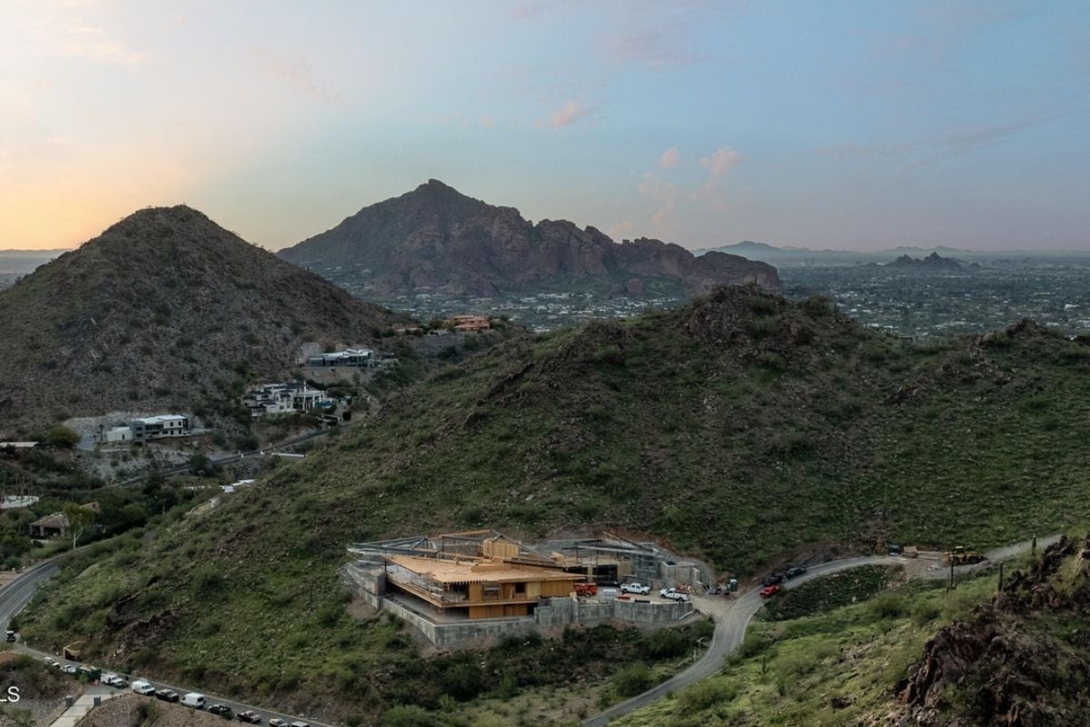 An aerial view of the property