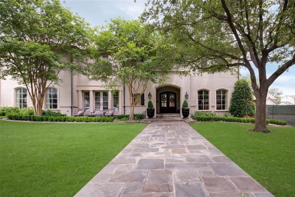 A walkway leading to the front entry.